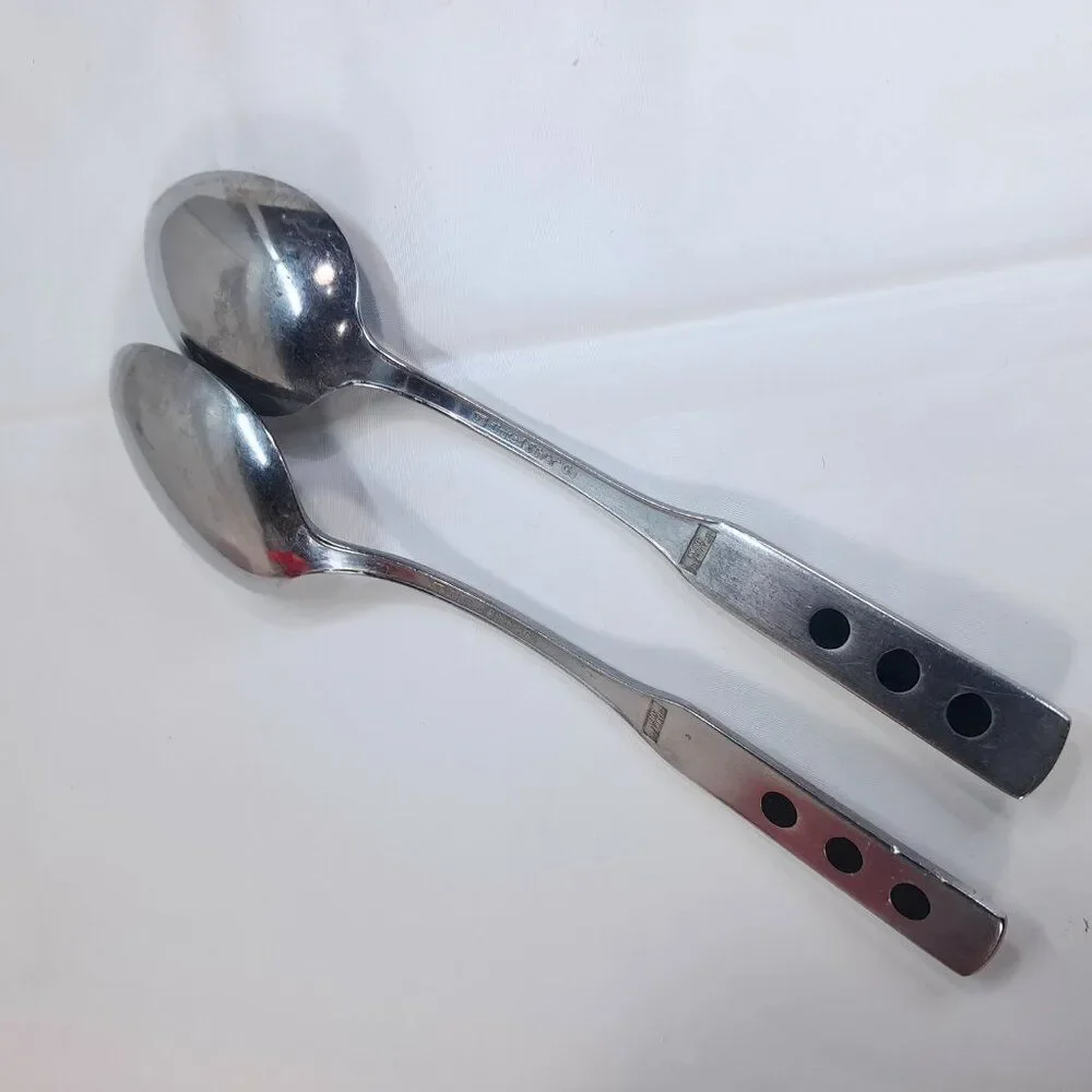 Vintage United Silver USI34 US place‎ oval spoon set 2 dots circles made Japan